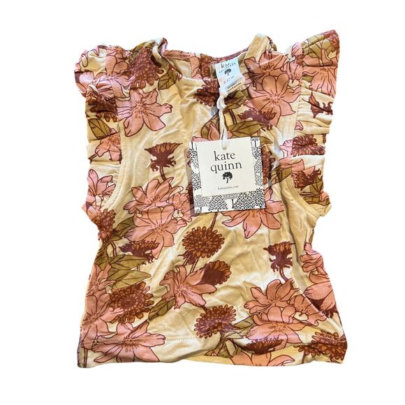 NWT Kate Quinn Retro Floral Bamboo Ruffle Top Shirt 6-12m - Picture 1 of 3